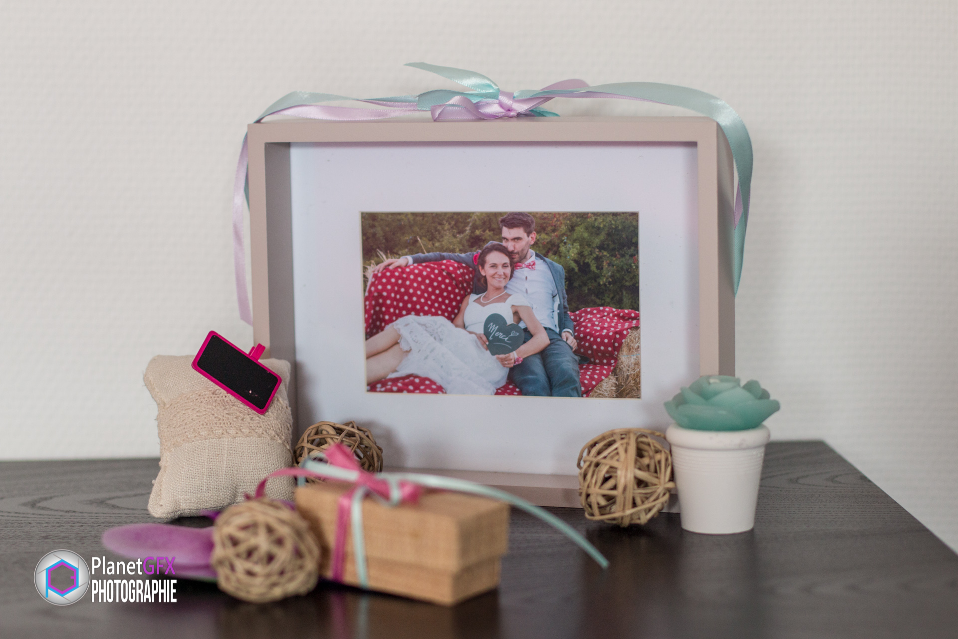 Mariage Gabrielle & Matthieu, Le Coffret PlanetGFX exposé